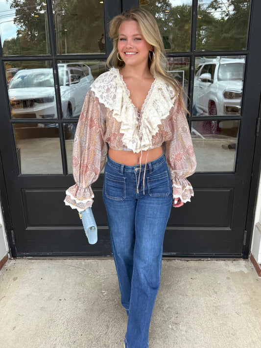 Rose Garden Lace Ruffle Top