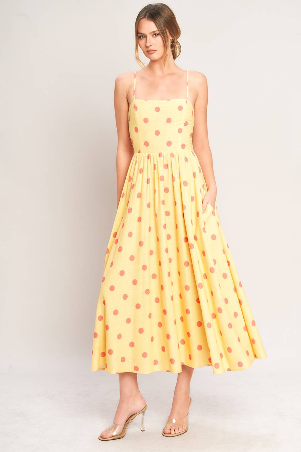Yellow/Orange Polka Dot Midi