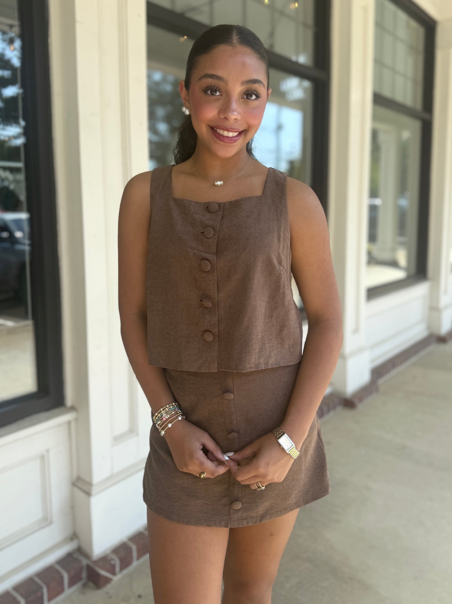 Cocoa Suede Skirt