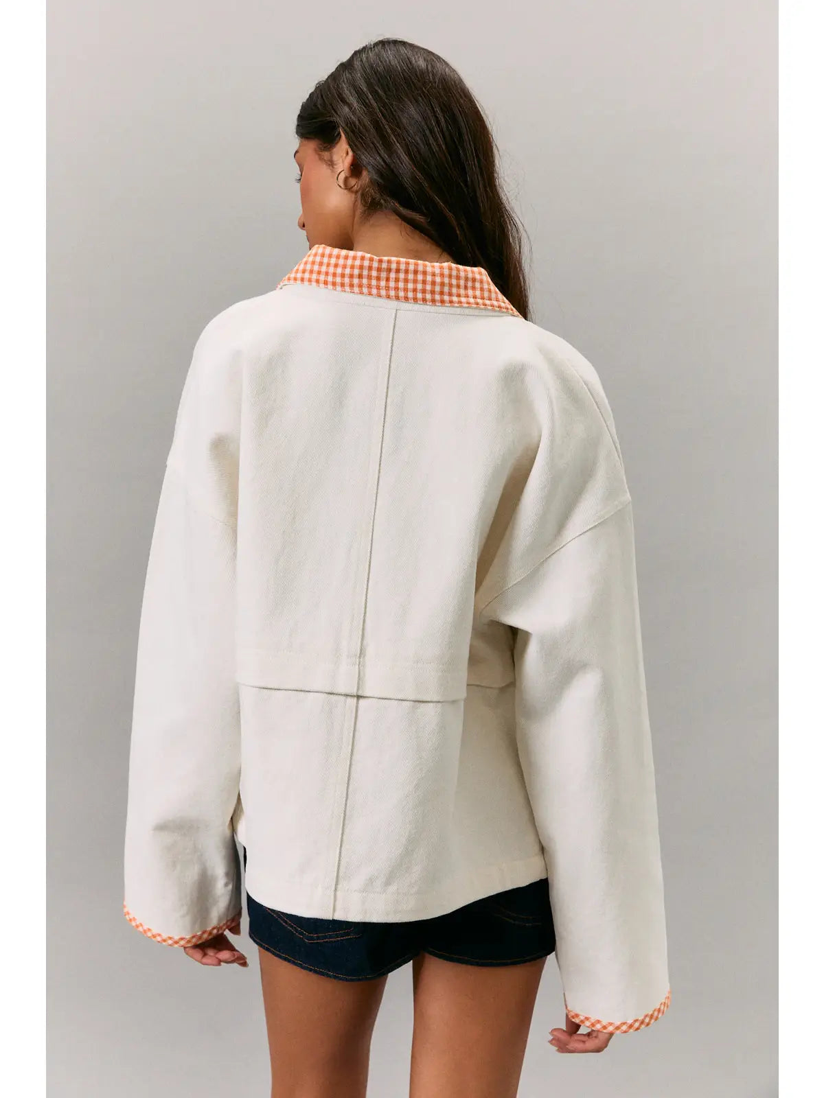 White-Orange Gingham Jacket