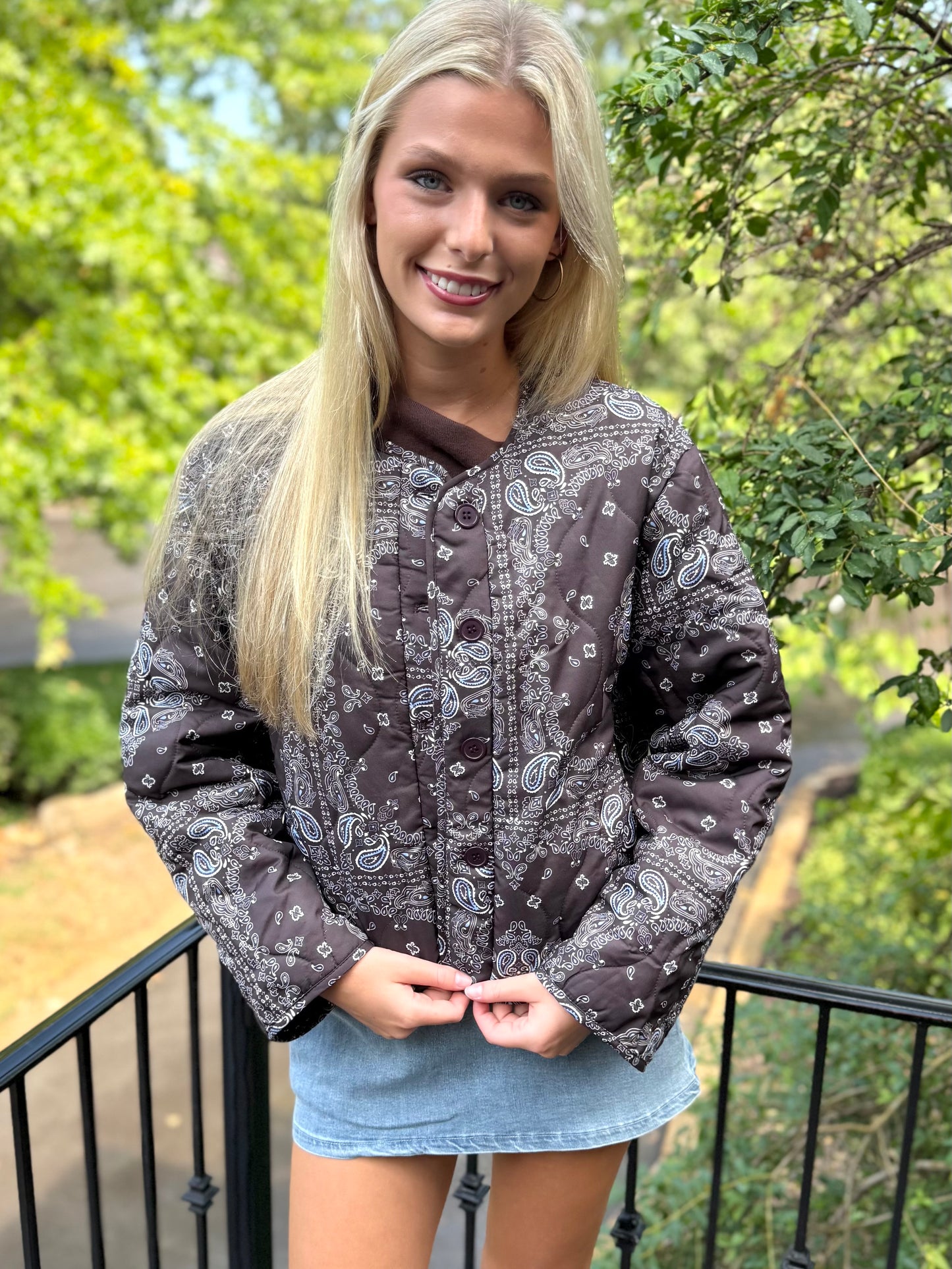 Chocolate Paisley Quilted Jacket