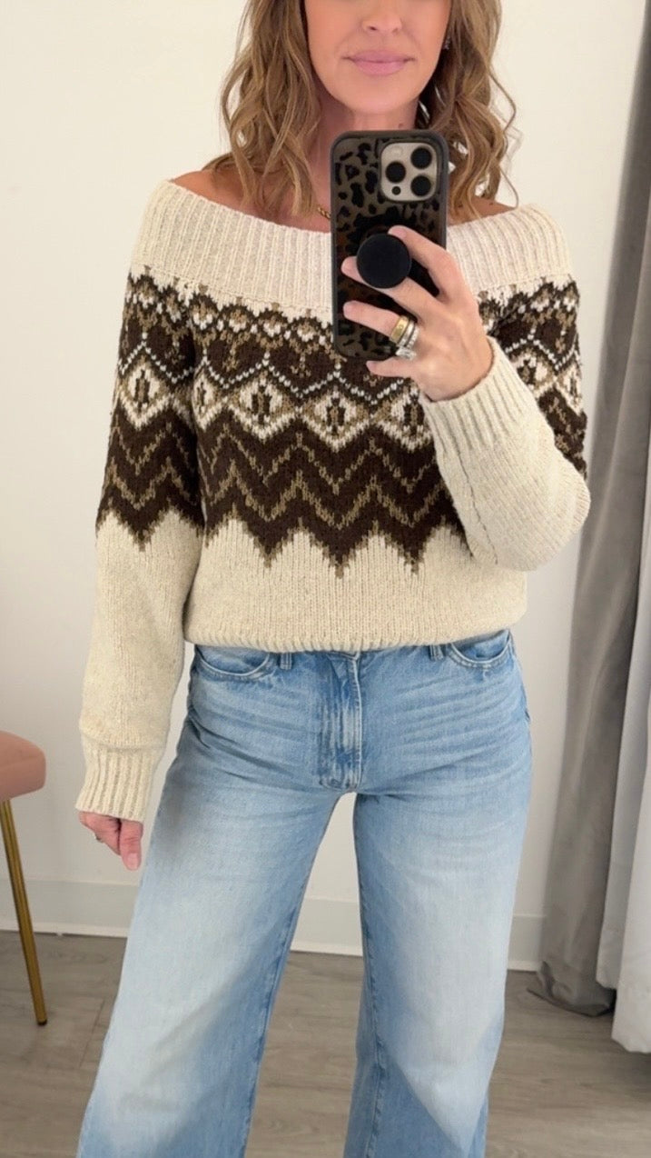 Brown Multi Sweater Top