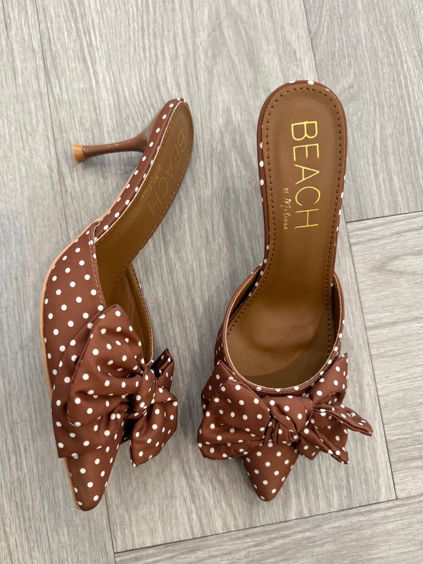 Brown Polka Dot Kitten Heel