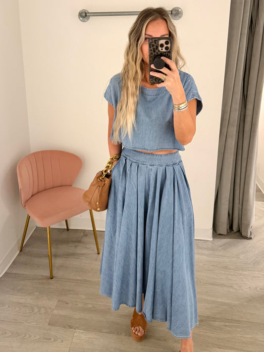 Medium Denim Midi Skirt