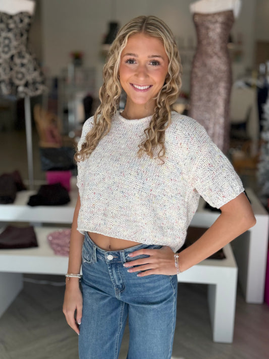 Cream Party Confetti Sweater