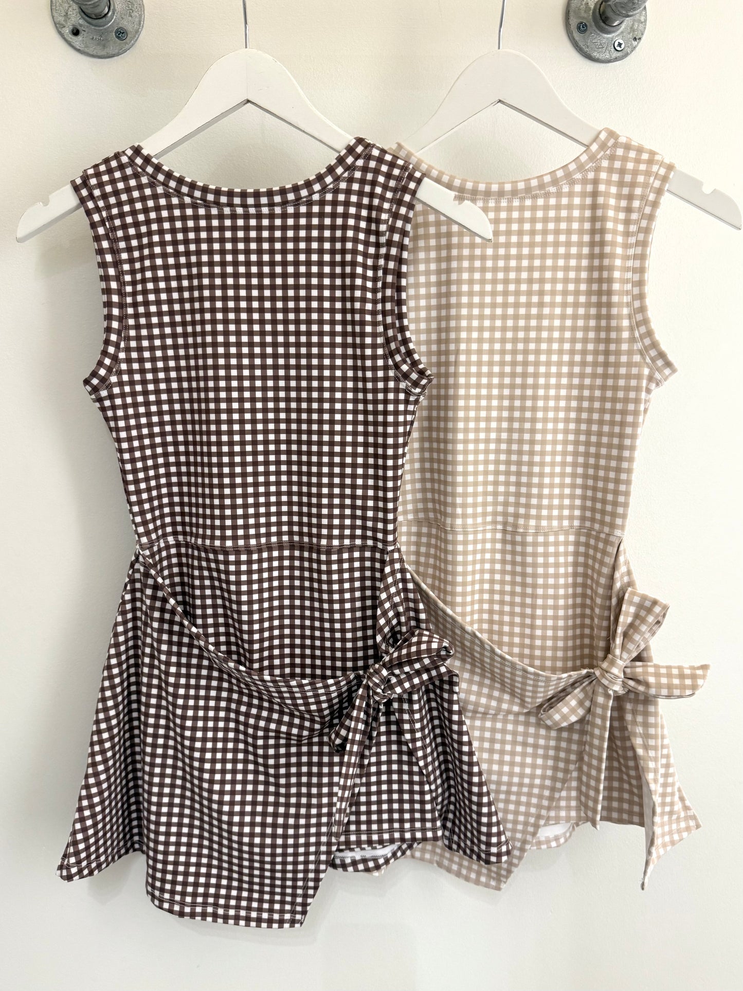 Gingham Wrap Tie Front Dress (3 Colors)