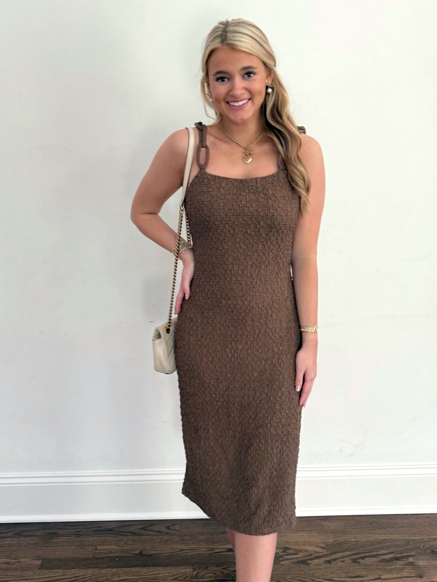 Brown Chain Strap Dress