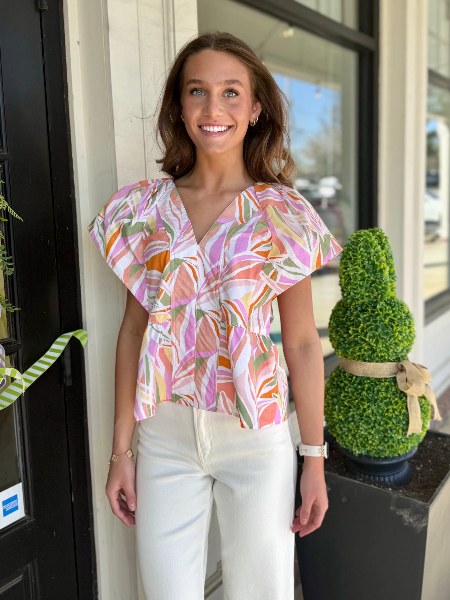 Tropical Poplin Top