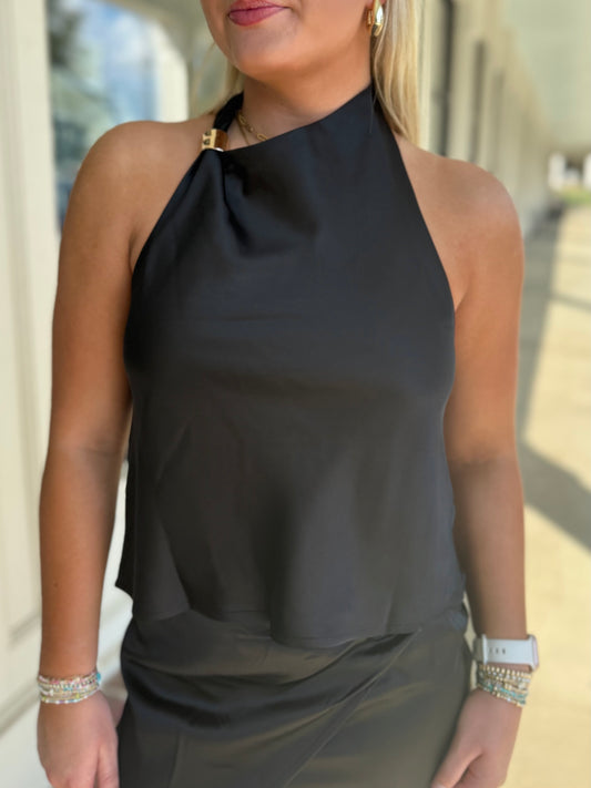 Satin Gold Applique Halter