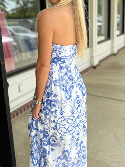 Blue Tube Maxi Dress