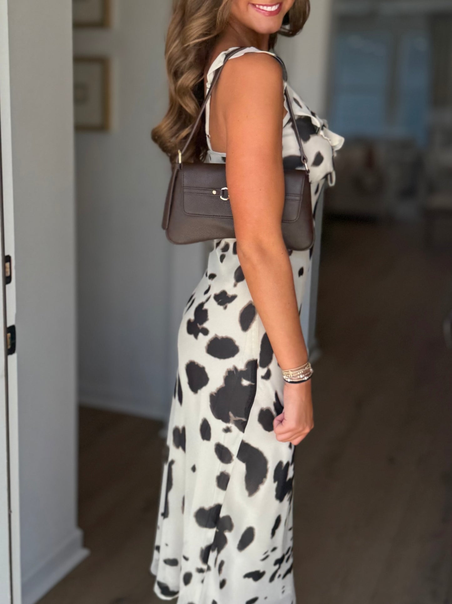 Animal Printed Ruffle Midi