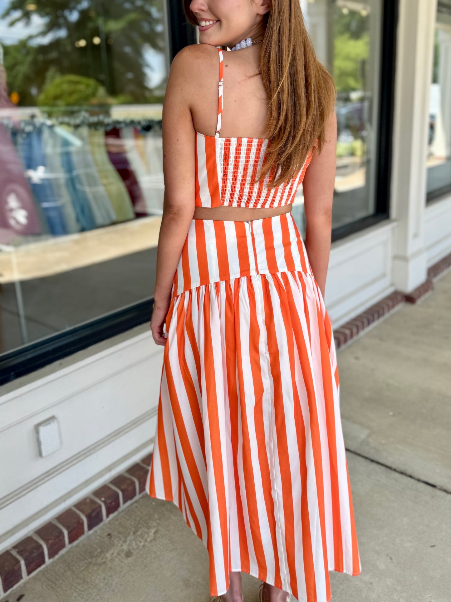 Orange Stripe Crop Top