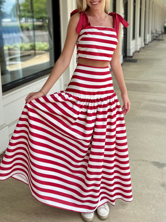 Deep Cherry Bomb Midi Skirt