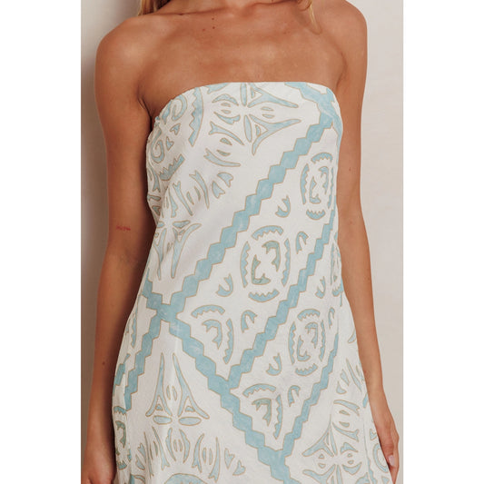 Green Mozaic Strapless Midi