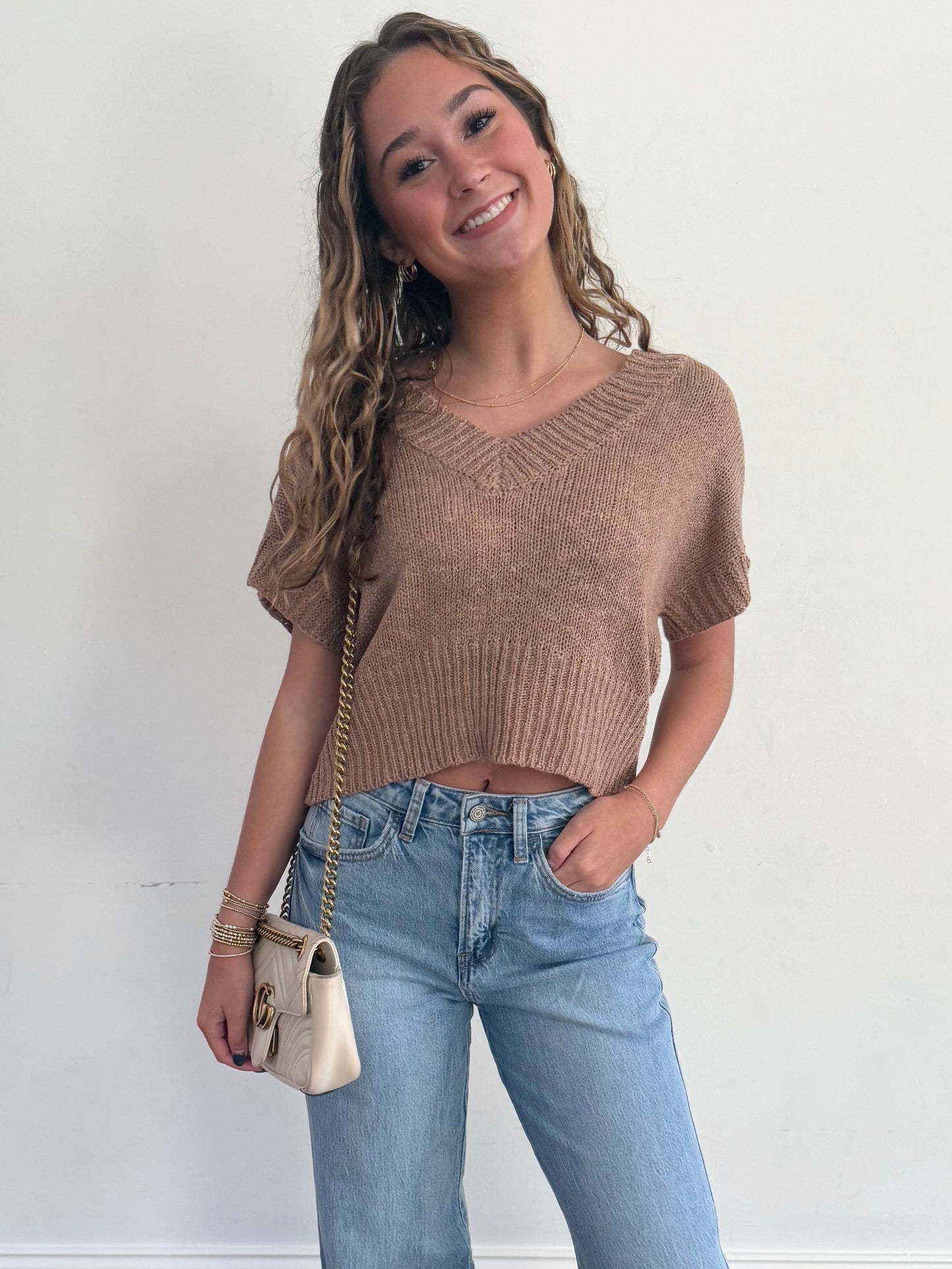 Mocha V-Neck Sweater Vest