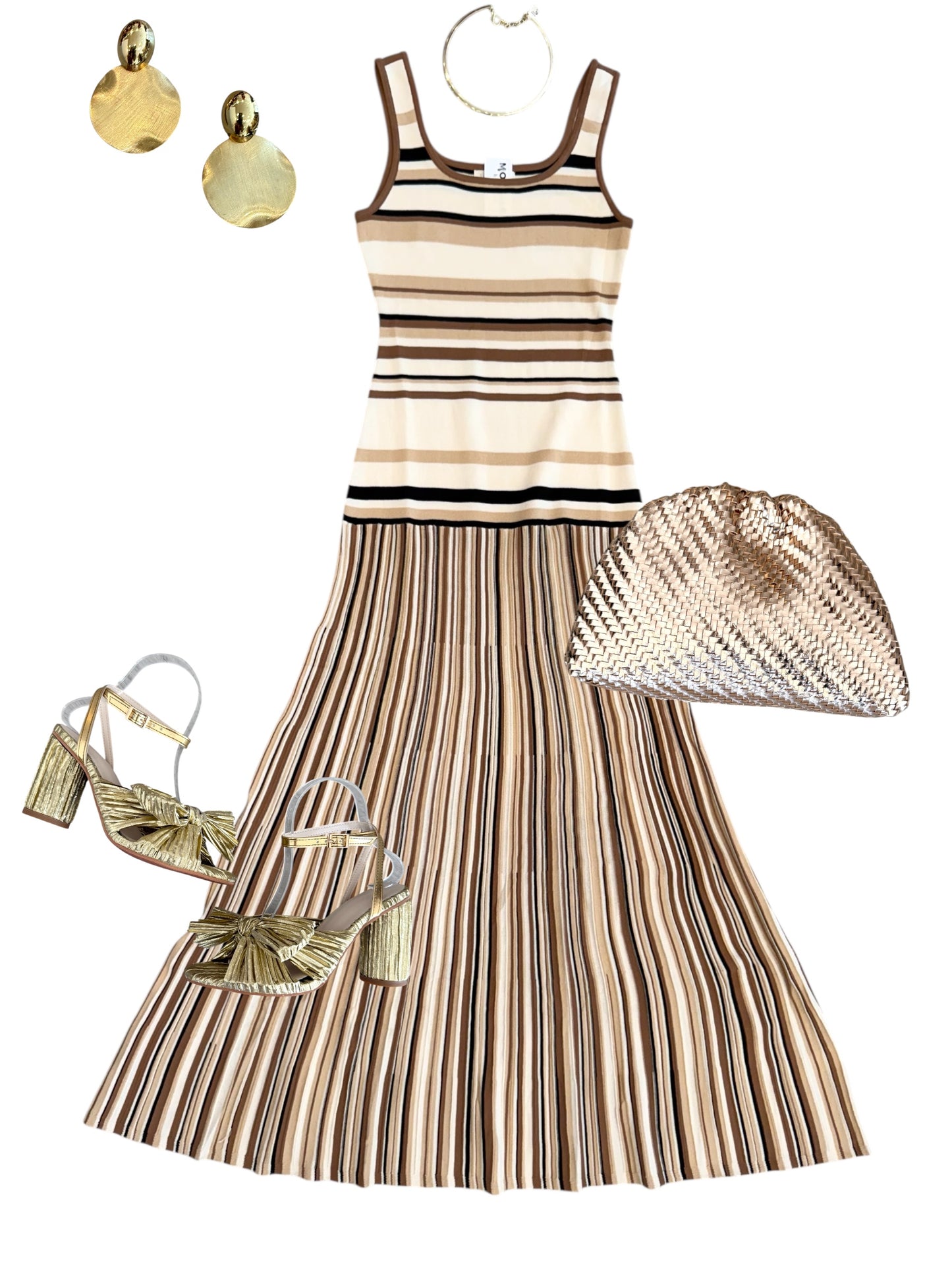Taupe Stripe Knit Maxi Dress