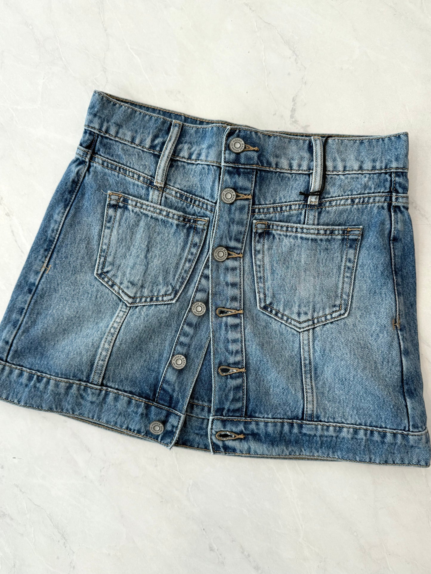 Denim Button Front Mini Skirt