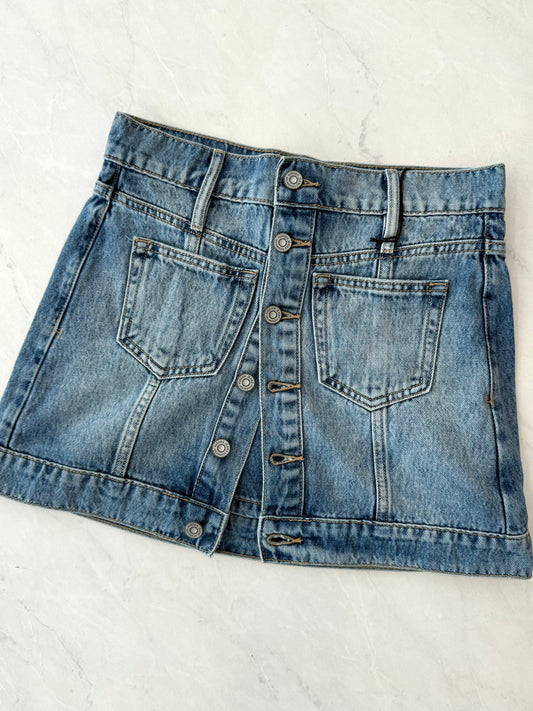 Denim Button Front Mini Skirt