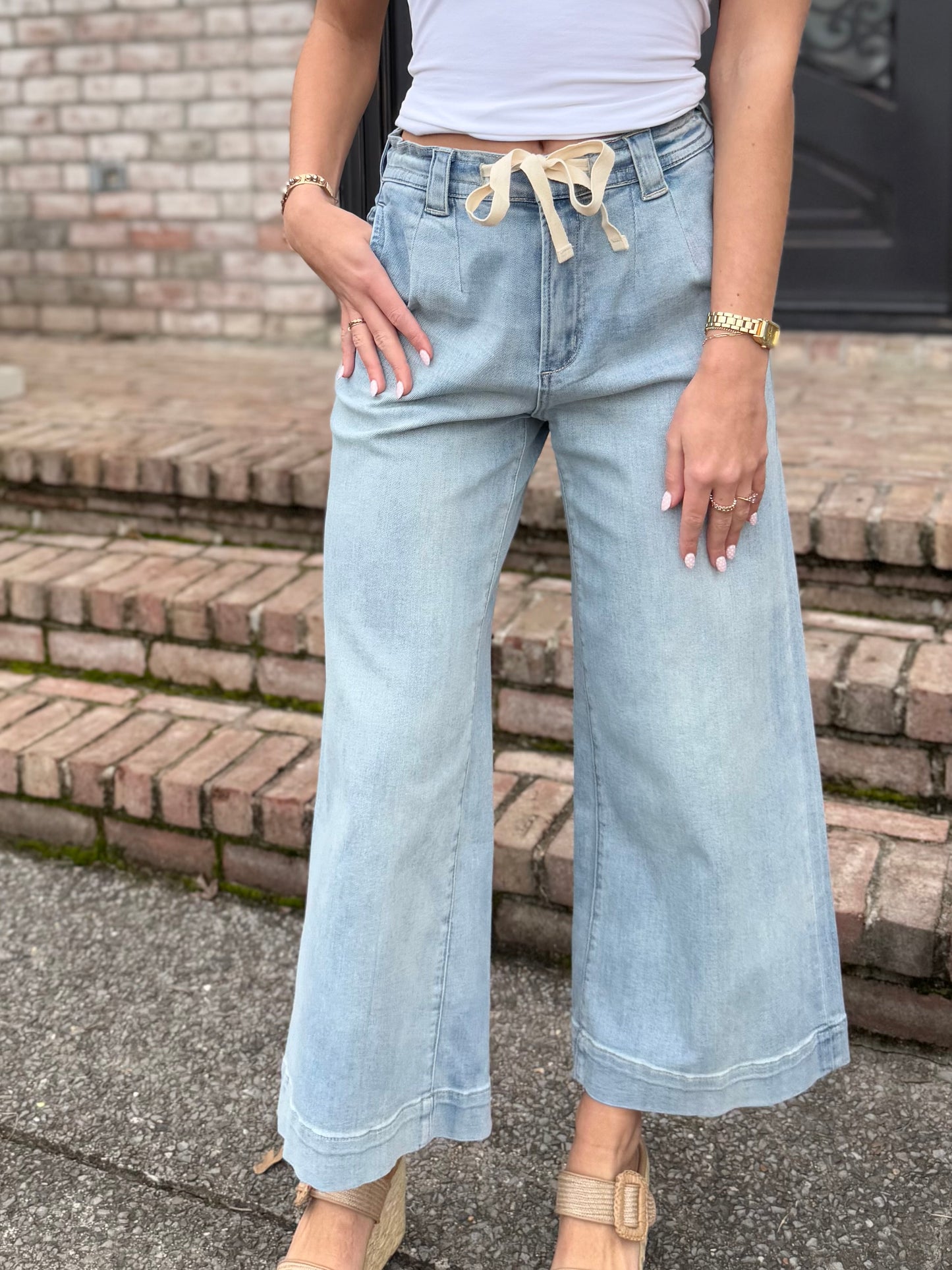 Denim Front Tie Pant