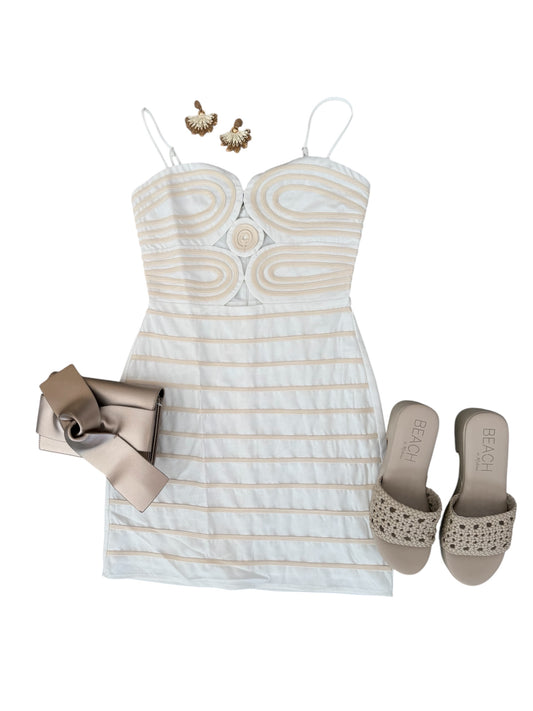 Ivory Linen Geo Stripe Dress