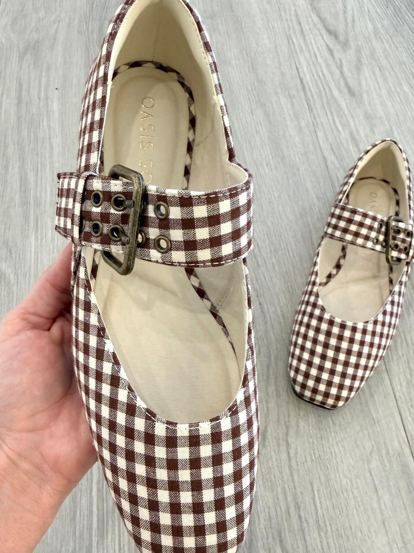 Coffee Gingham Ballet Flat