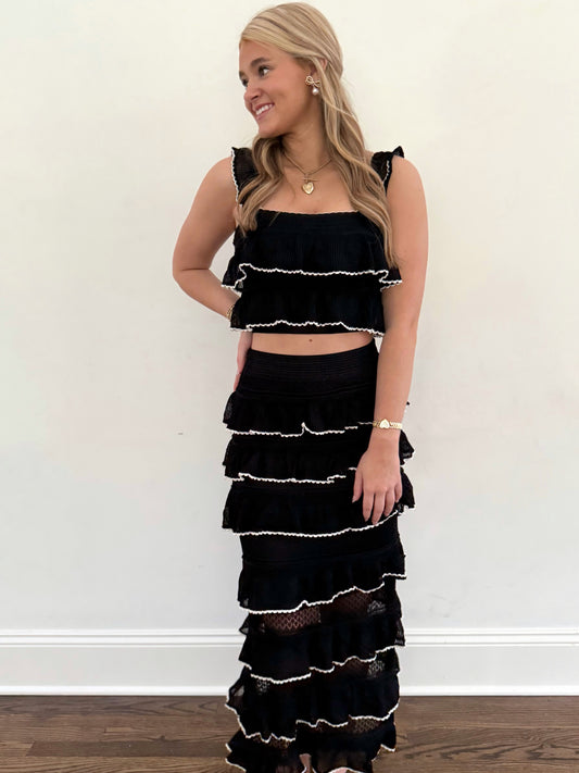 Black Tiered Ruffle Top