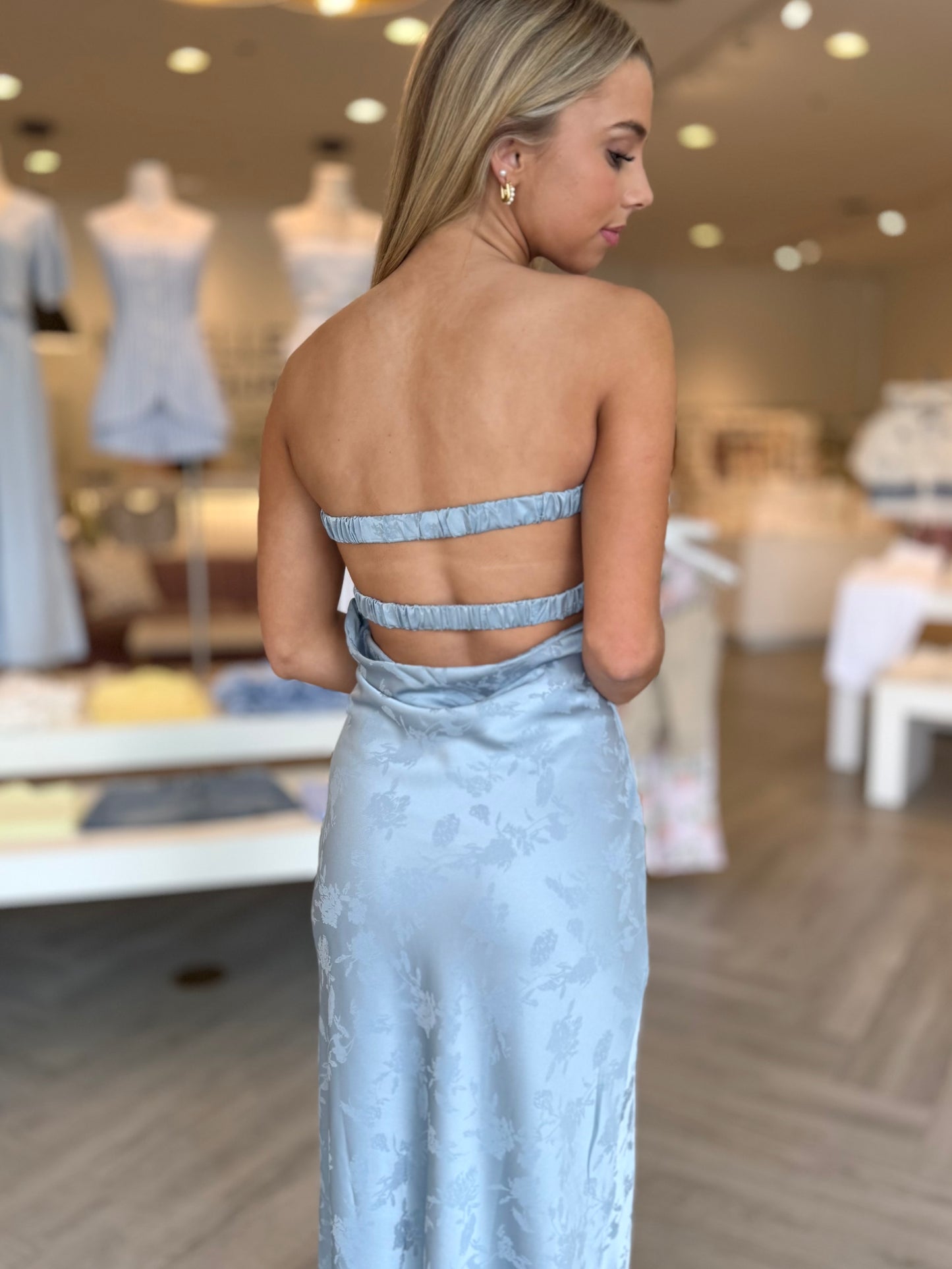 Slate Blue Flower Etch Dress
