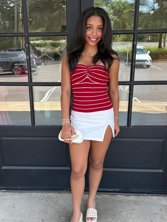 Crimson Stripe Tube Top