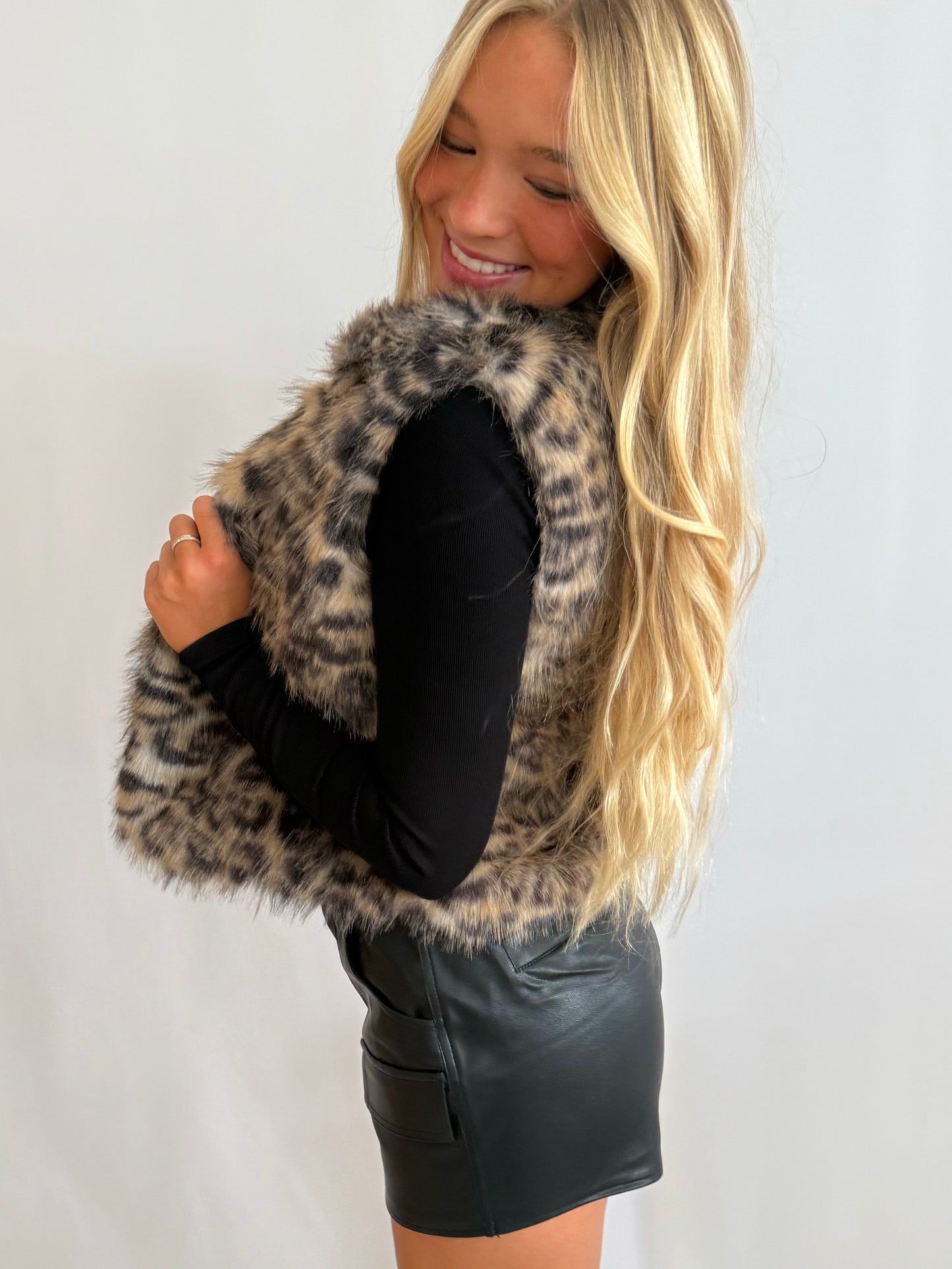 Grey Leopard Fur Vest