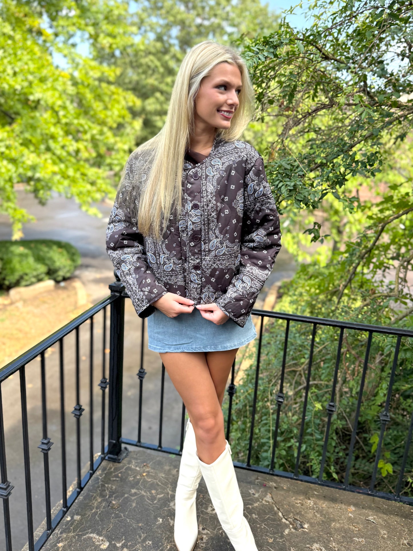 Chocolate Paisley Quilted Jacket