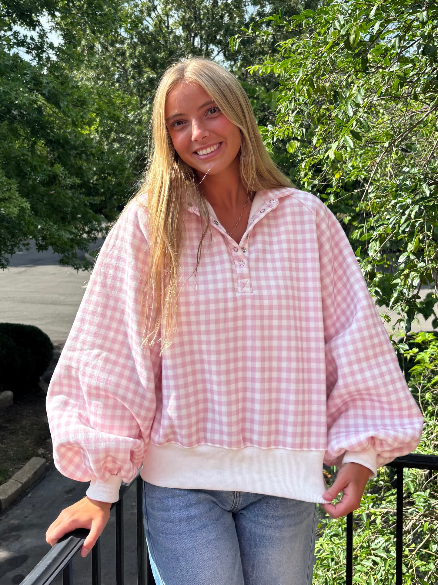Gingham Piper Snap Sweater (2 colors)