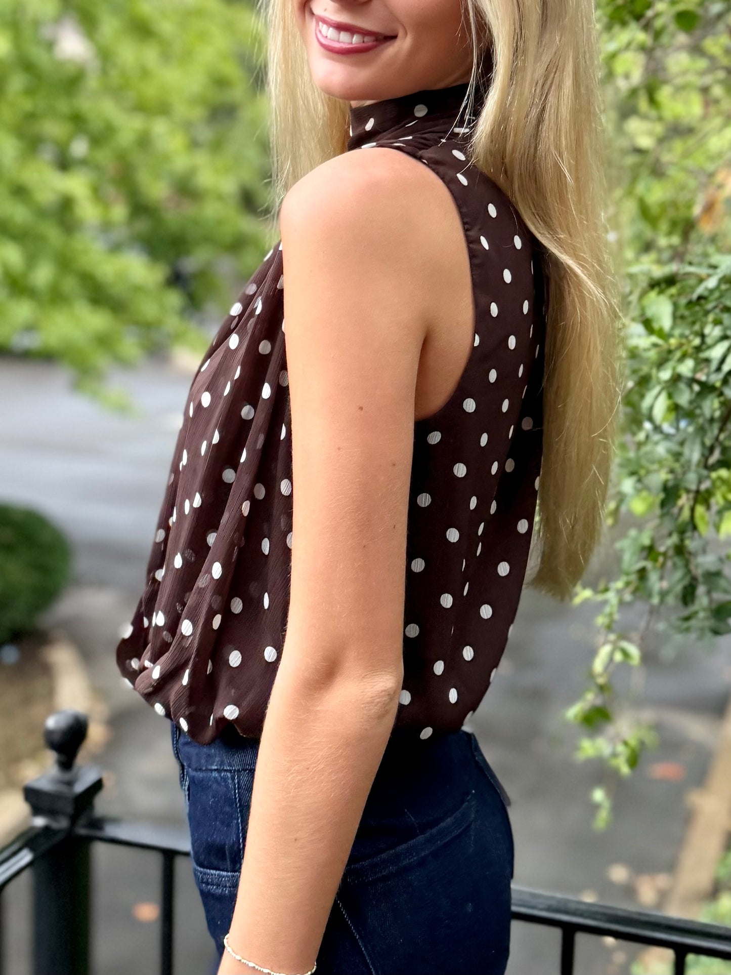 Brown Polka Dot Top