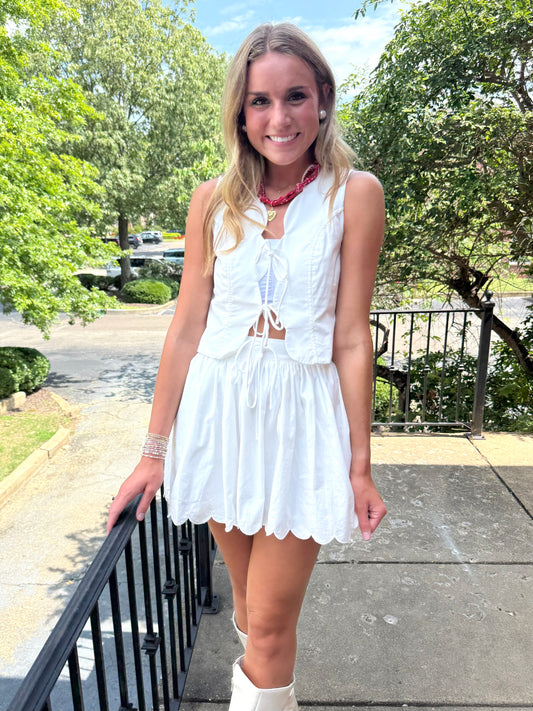 Scalloped Edge Mini Skirt