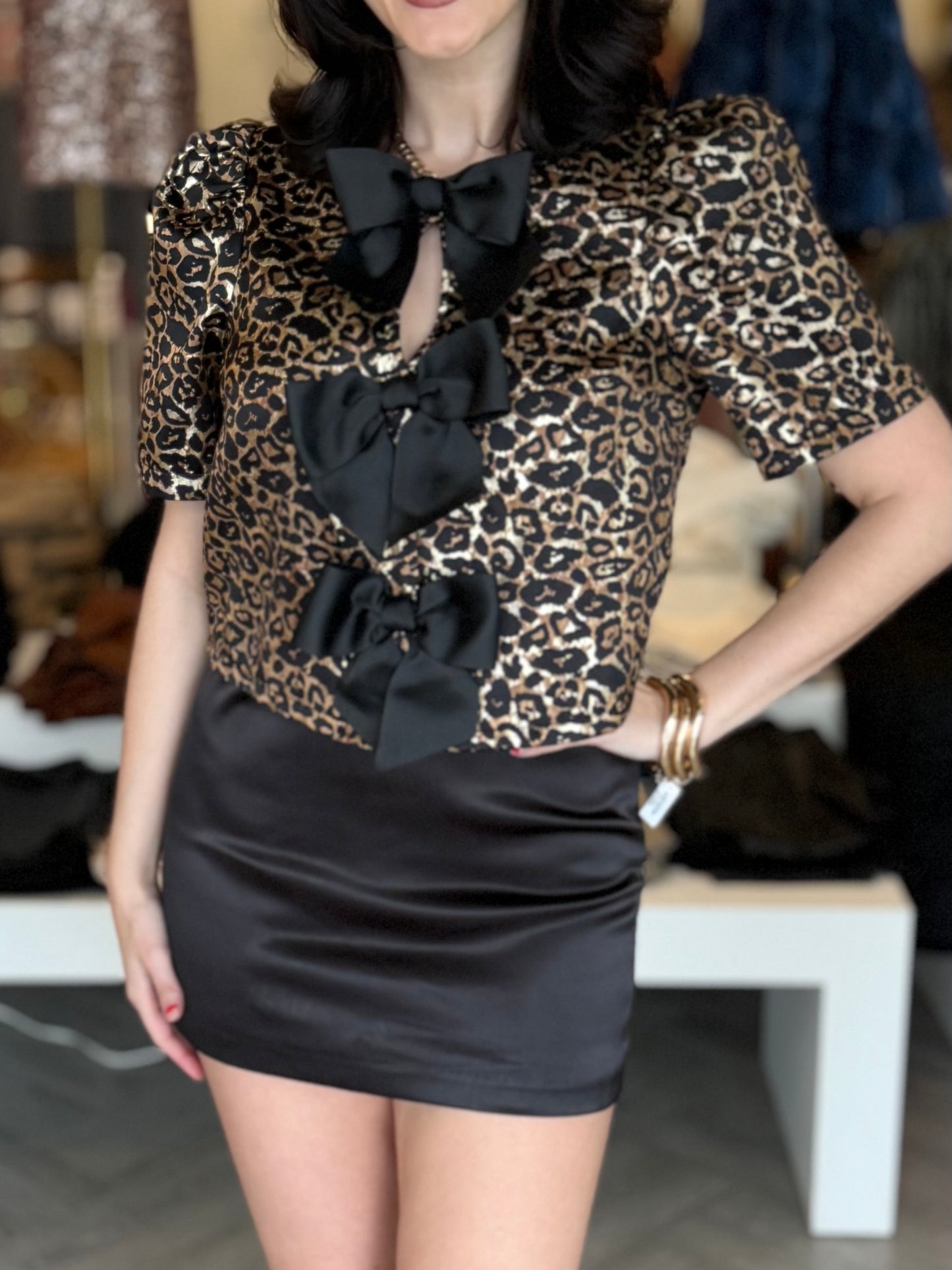 Leopard Front Bow Top