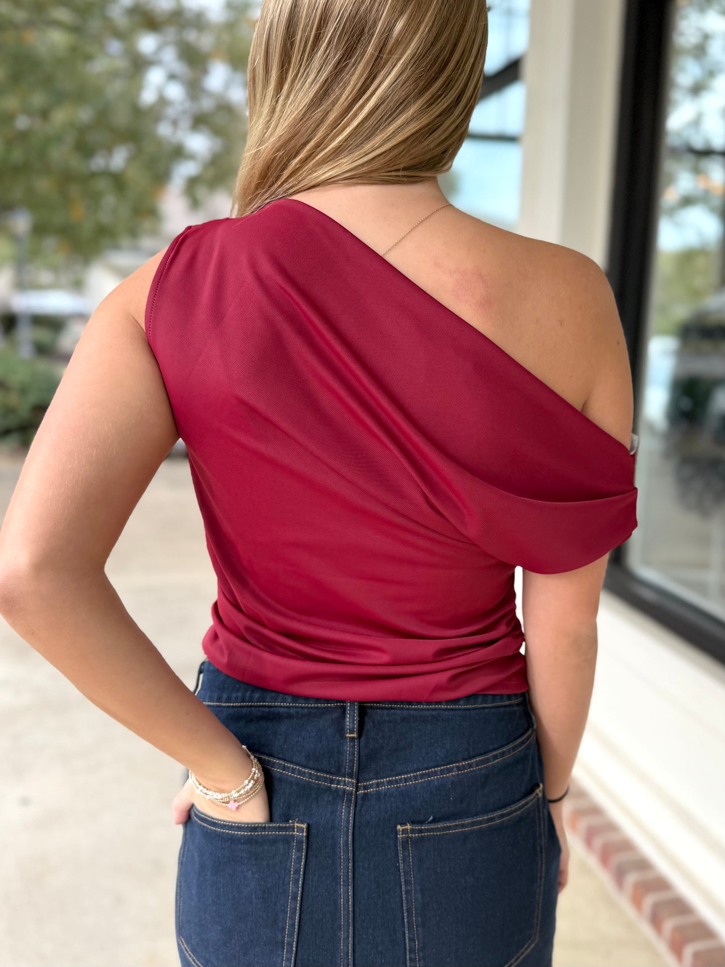 One Shoulder Slant Top