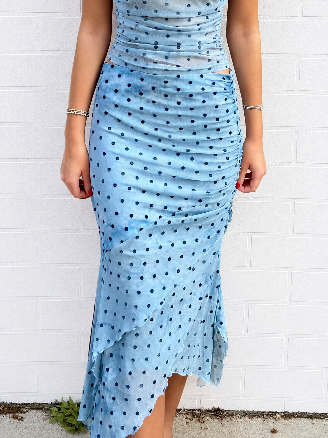Blue Polka Dot Merrow Skirt