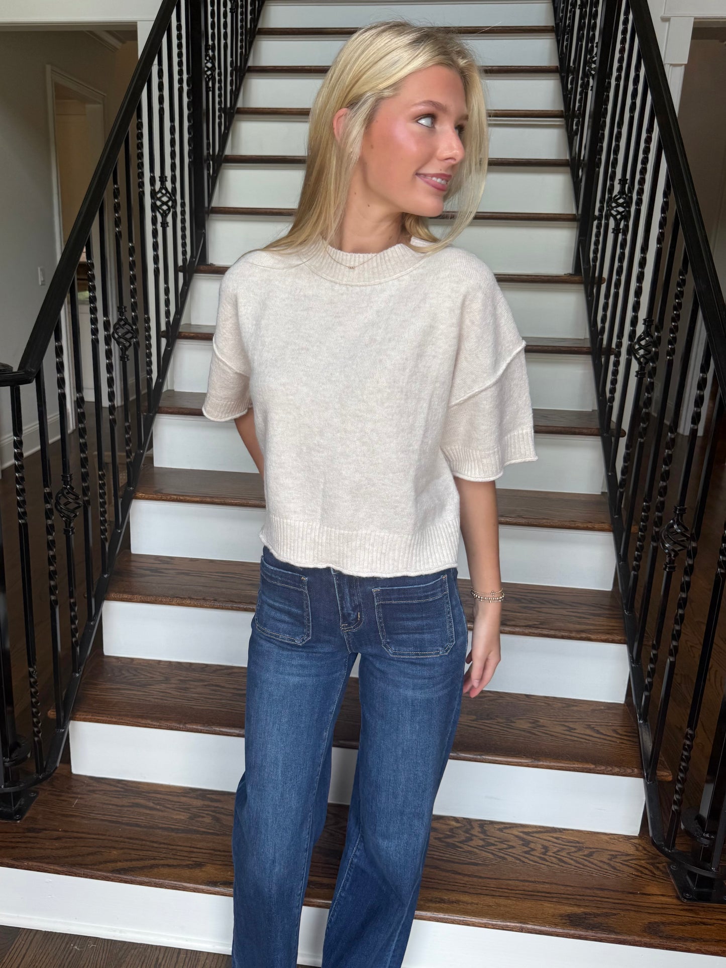 Boxy Crop Sweater Tee (2 colors)