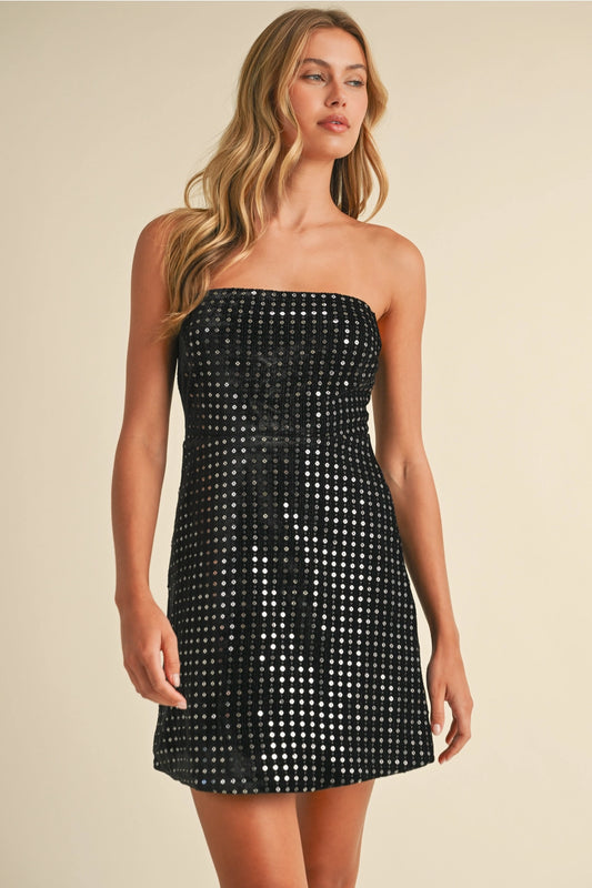 Black Velvet Sequin Mini