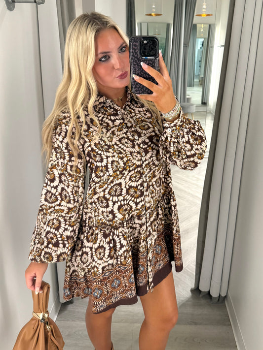 Starburst Print Long Sleeve Mini