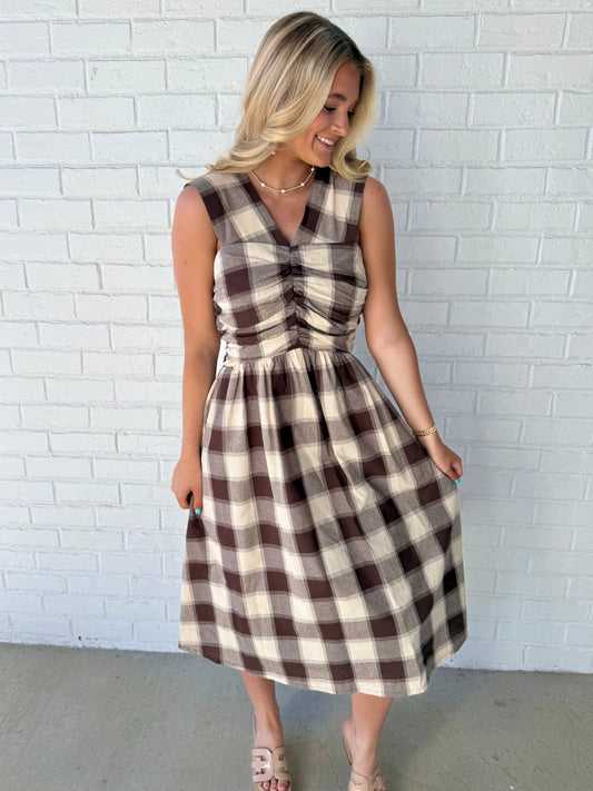 Mocha Check Bow Midi