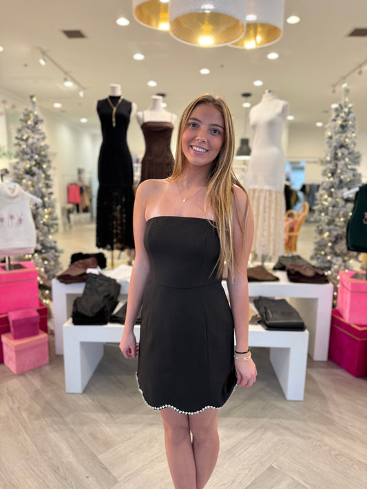 Black Rhinestone Hem Tube Mini