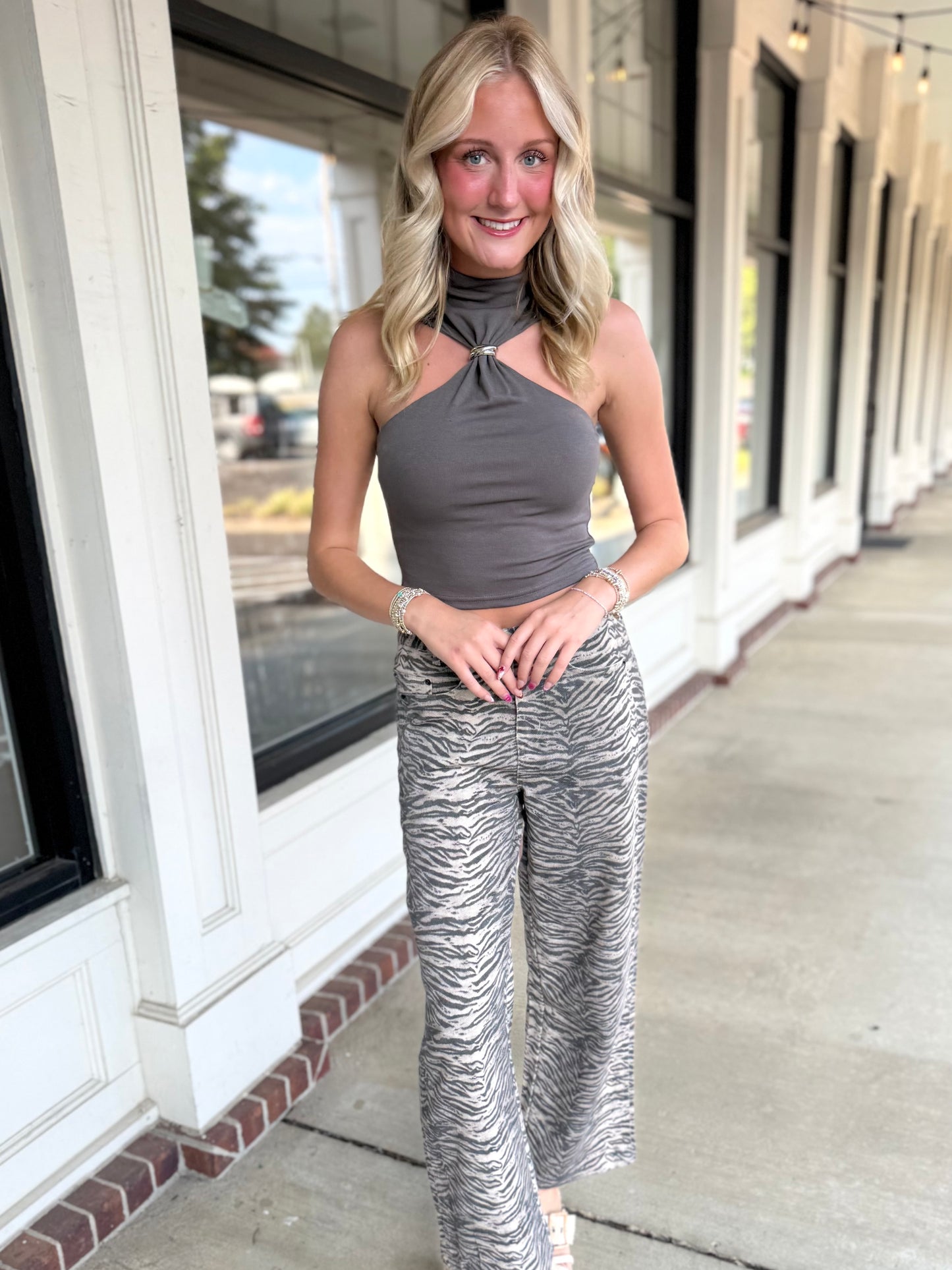 Brown Zebra Twill Pants