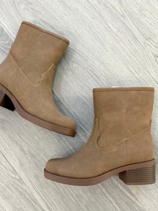 Block Heel Ankle Boot in Taupe