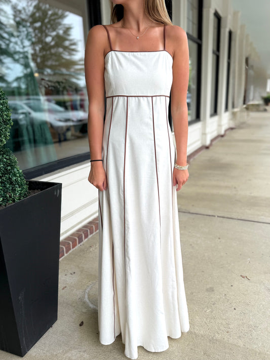 Tone Linen Square Neckline Maxi