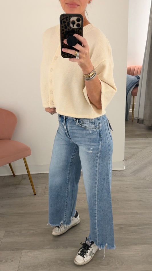 High Rise Crop Wide Jean
