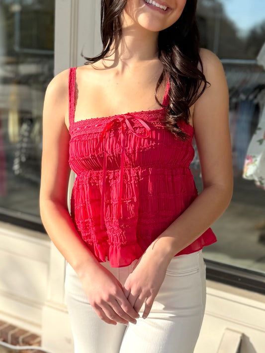 Tiered Ruffle Lace Cami Top