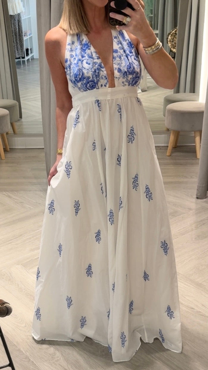 Flower Basket Halter Tie Maxi (2 colors)