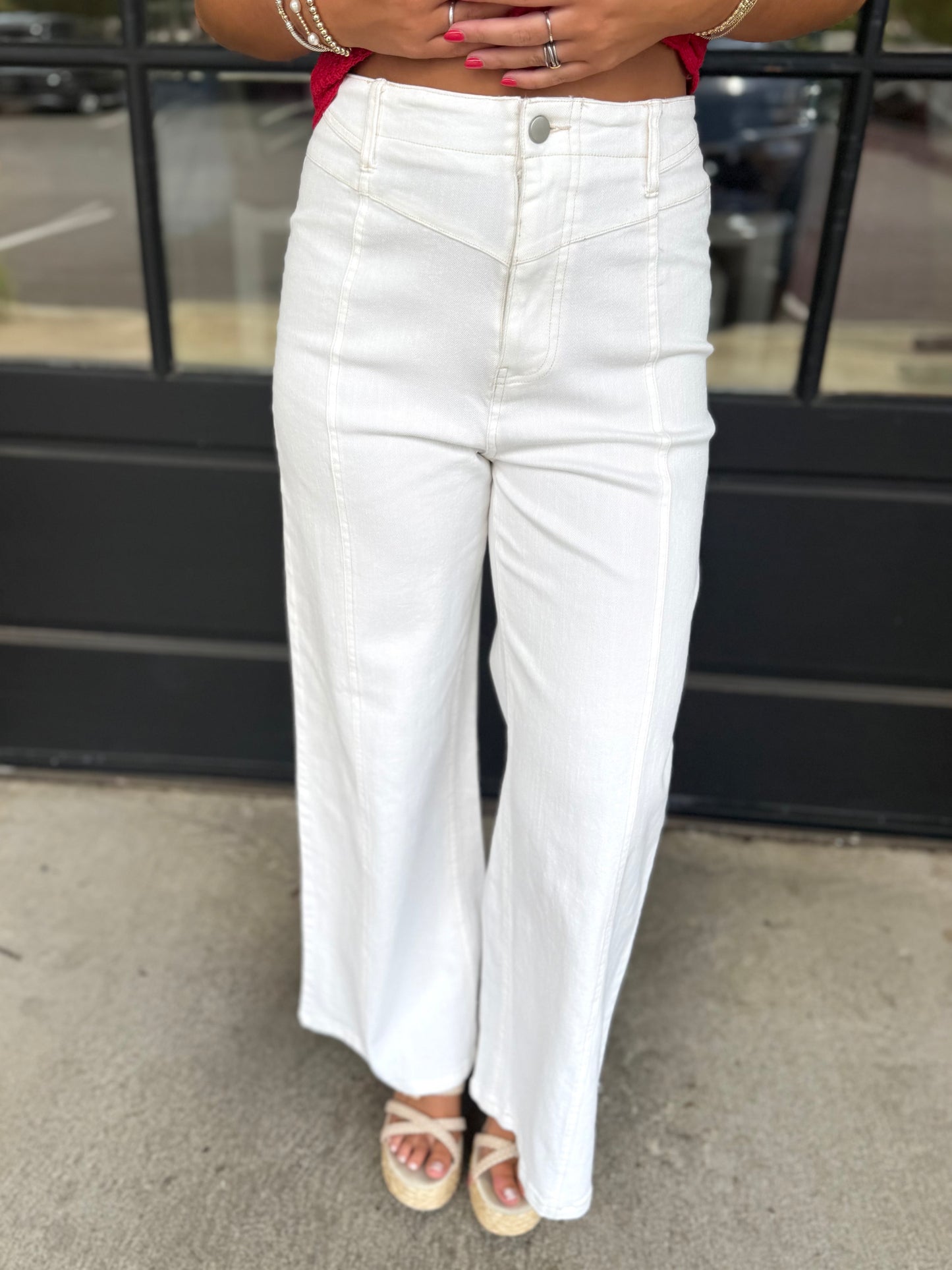 White Denim Wide Leg Pant