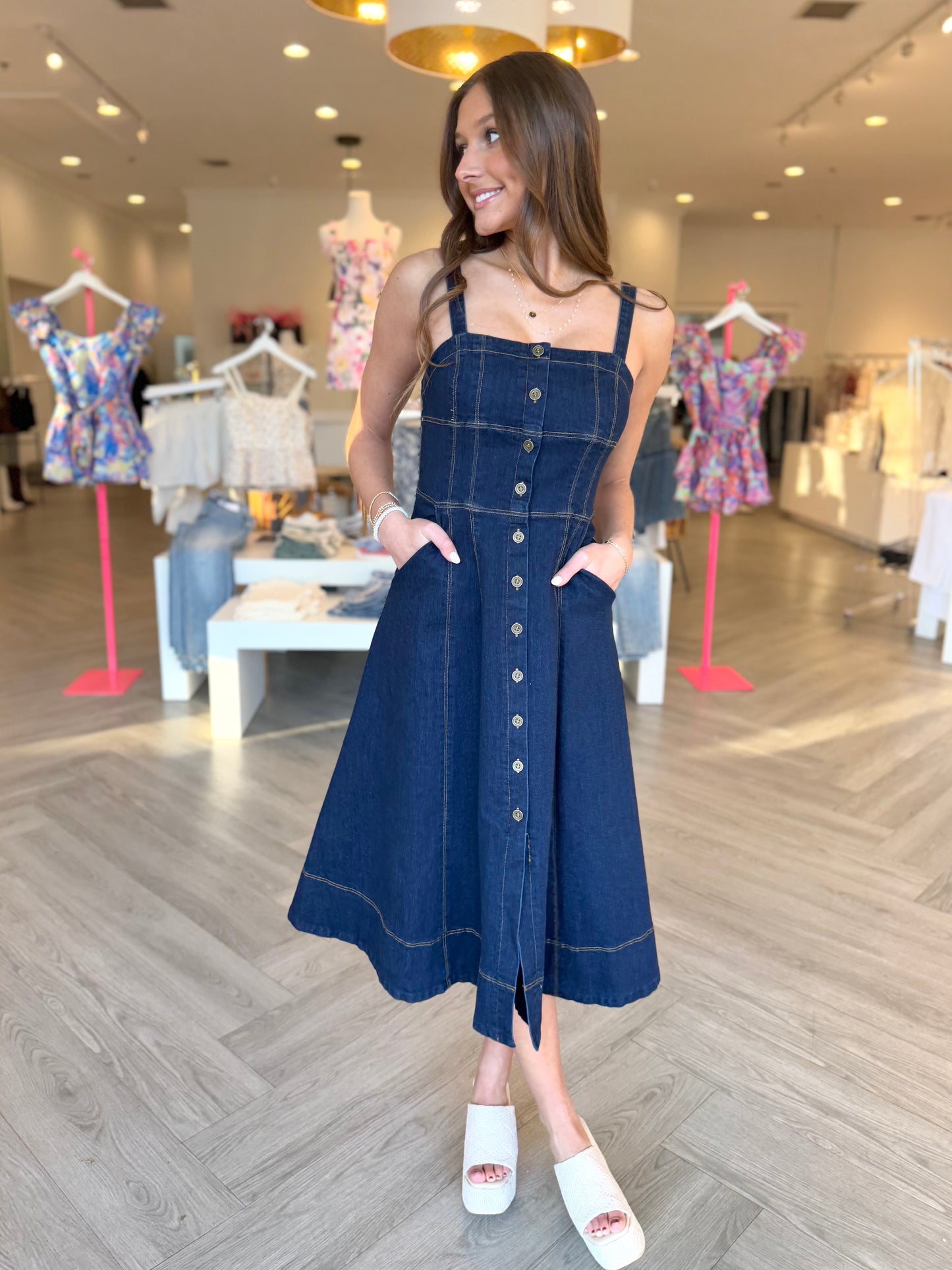 Denim Button Down Corset Dress