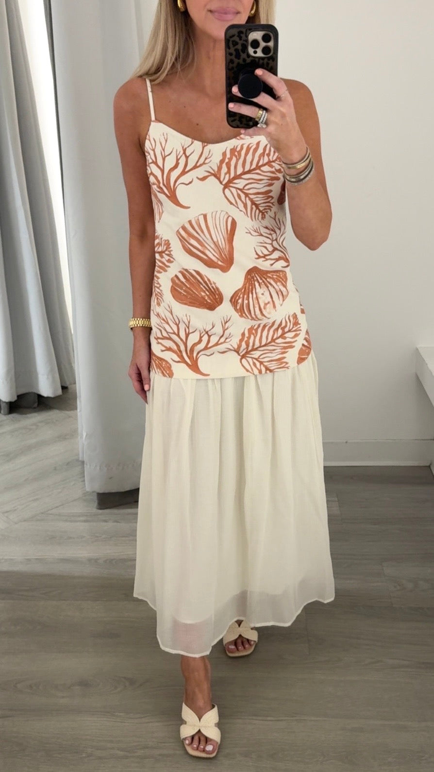 Nautical Print Spagetti Strap Midi